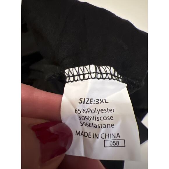 Black Short Sleeve Pleated Crew Neck Stretch Lace Sleeve Top NWT Size 3XL - Picture 8 of 9